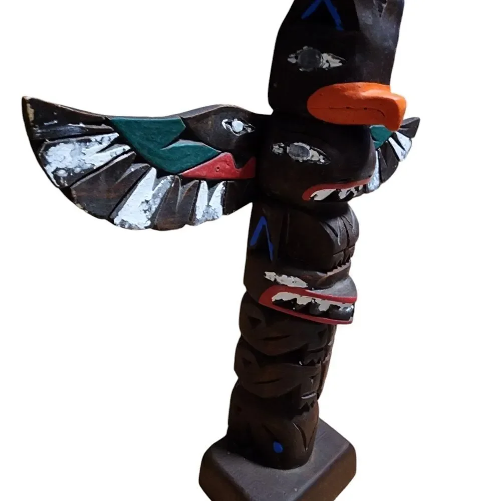 Authentic Alaska Craft Totem Pole Ketchikan Carved Wood Moveable Painted